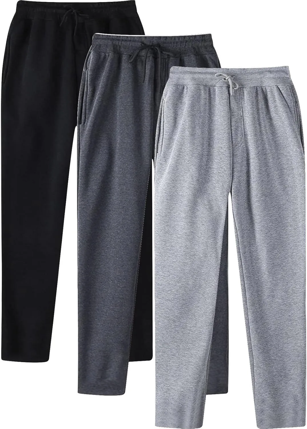 3 Pack Mens Athletic Pants with Pockets Lightweight Sweatpants for Men Joggers Pants Quick Dry Workout Sweat Pants