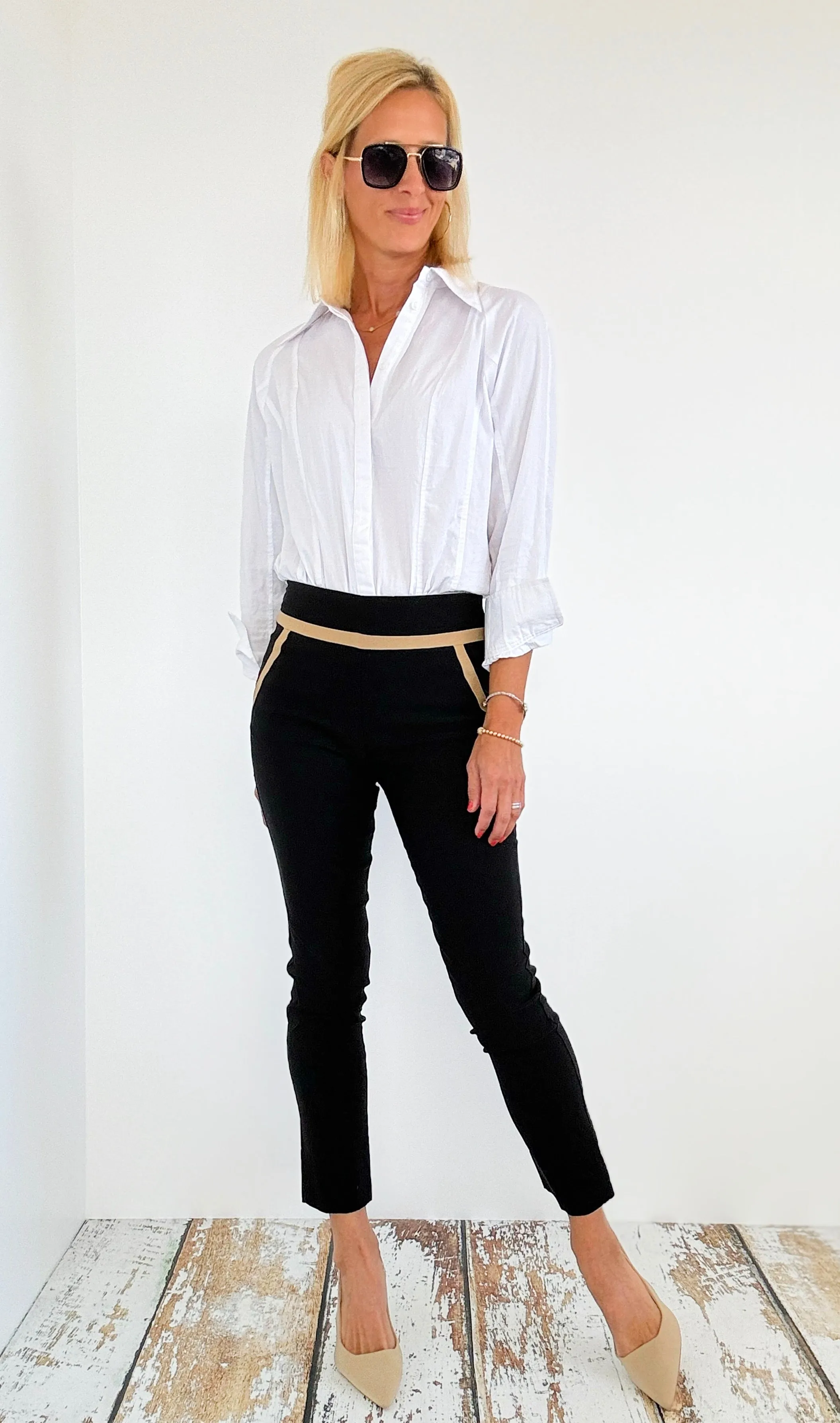 Black w/Camel Detail Pants