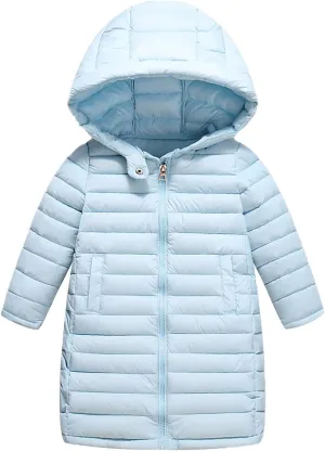 Boys Girls Packable Hooded Down Puffer Jacket Kids Winter Coat Water Resistant Quilted Puffer Jacket Snow Outwear