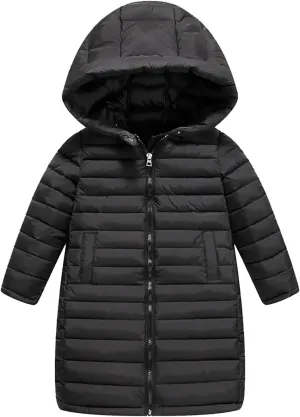 Boys Girls Packable Hooded Down Puffer Jacket Kids Winter Coat Water Resistant Quilted Puffer Jacket Snow Outwear