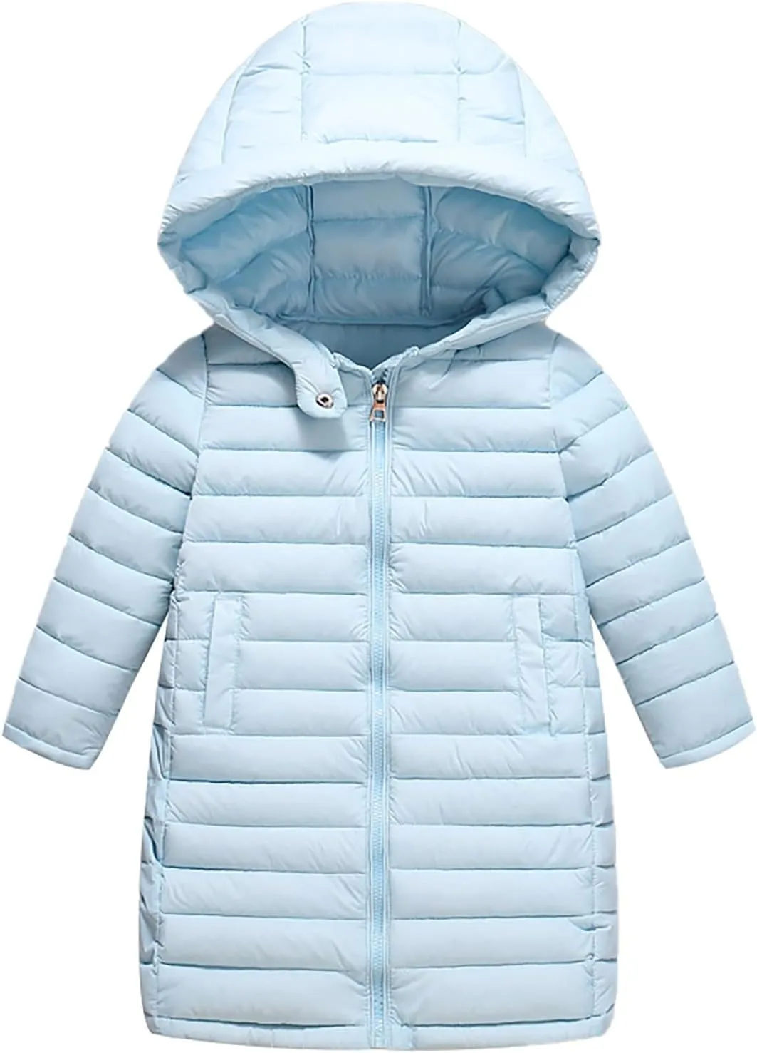 Boys Girls Packable Hooded Down Puffer Jacket Kids Winter Coat Water Resistant Quilted Puffer Jacket Snow Outwear