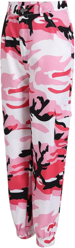 Camouflage Pants for Women Casual Combat Army Cargo Pants Multi-Pocket Military Tactical Bound Feet Camo Cargo Trouser