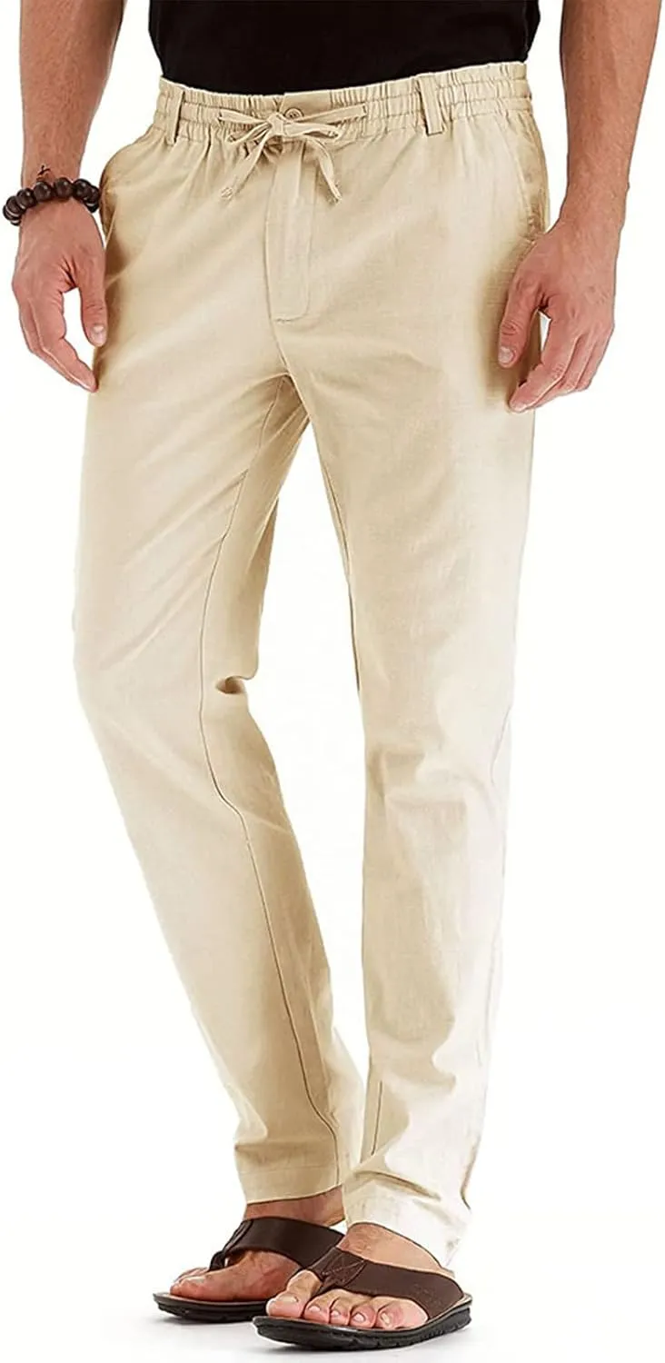 High Waisted Pants Mens Cycling Pants Boho Yoga Pants Fashion Men Casual Work Cotton Blend Elastic Waist Long Pants Trousers