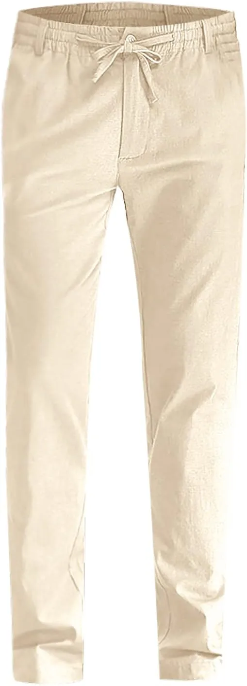 High Waisted Pants Mens Cycling Pants Boho Yoga Pants Fashion Men Casual Work Cotton Blend Elastic Waist Long Pants Trousers
