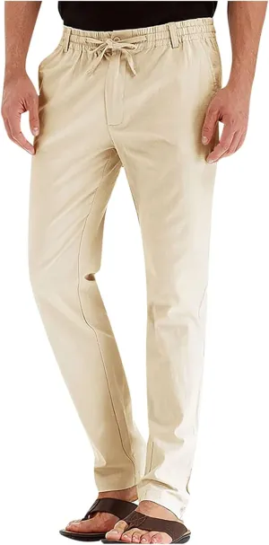 High Waisted Pants Mens Cycling Pants Boho Yoga Pants Fashion Men Casual Work Cotton Blend Elastic Waist Long Pants Trousers