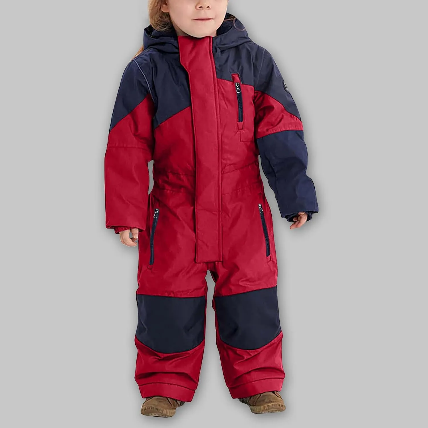 hlysgo Kids Snow Suit Girls Boys Waterproof Insulated Snowsuits Outdoor Snowboarding Overalls One Piece Ski Suit 1-14 Years