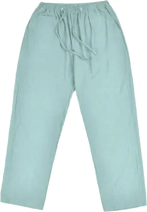 JEsilunmaMY Men's Casual Linen Pants Elastic Waist Drawstring Pocket Lounge Pants Plus Size Loose Fit Straight Leg Trousers