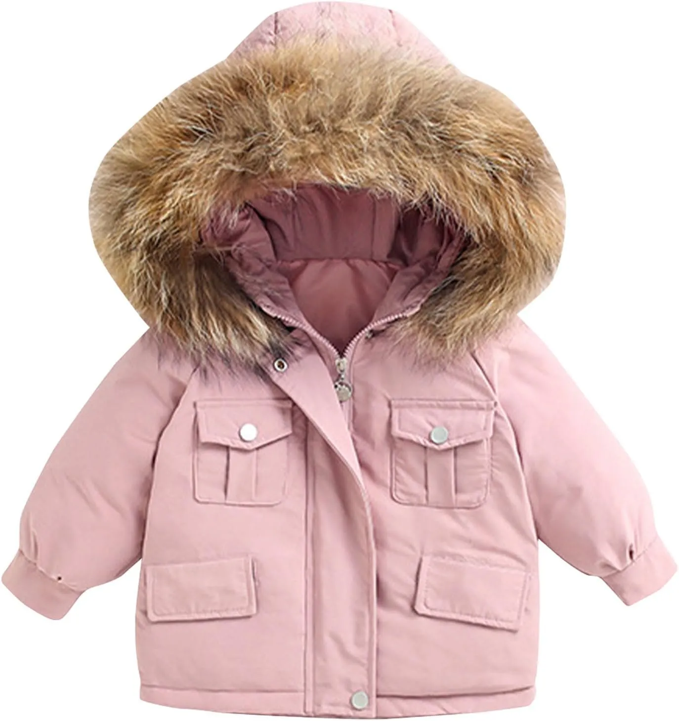 Kids 2 Piece Snowsuit Set Toddler Girl Winter Hooded Puffer Jacket & Snow Bib Pants Boy Thickened Ski Suits 1-6 Years