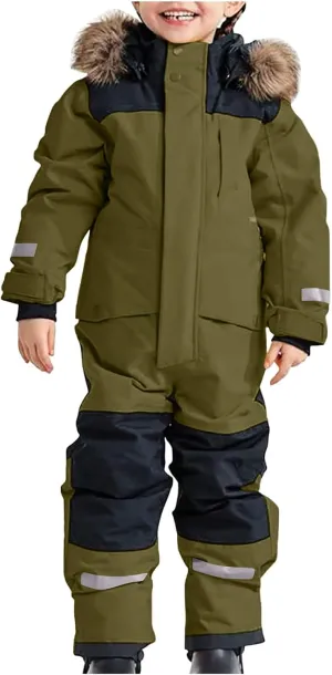 Kids Boys Girls Snow Suit One Piece Ski Suits Jumpsuits Winter Windproof Warm Outdoor Overalls Snowboarding Snowsuit