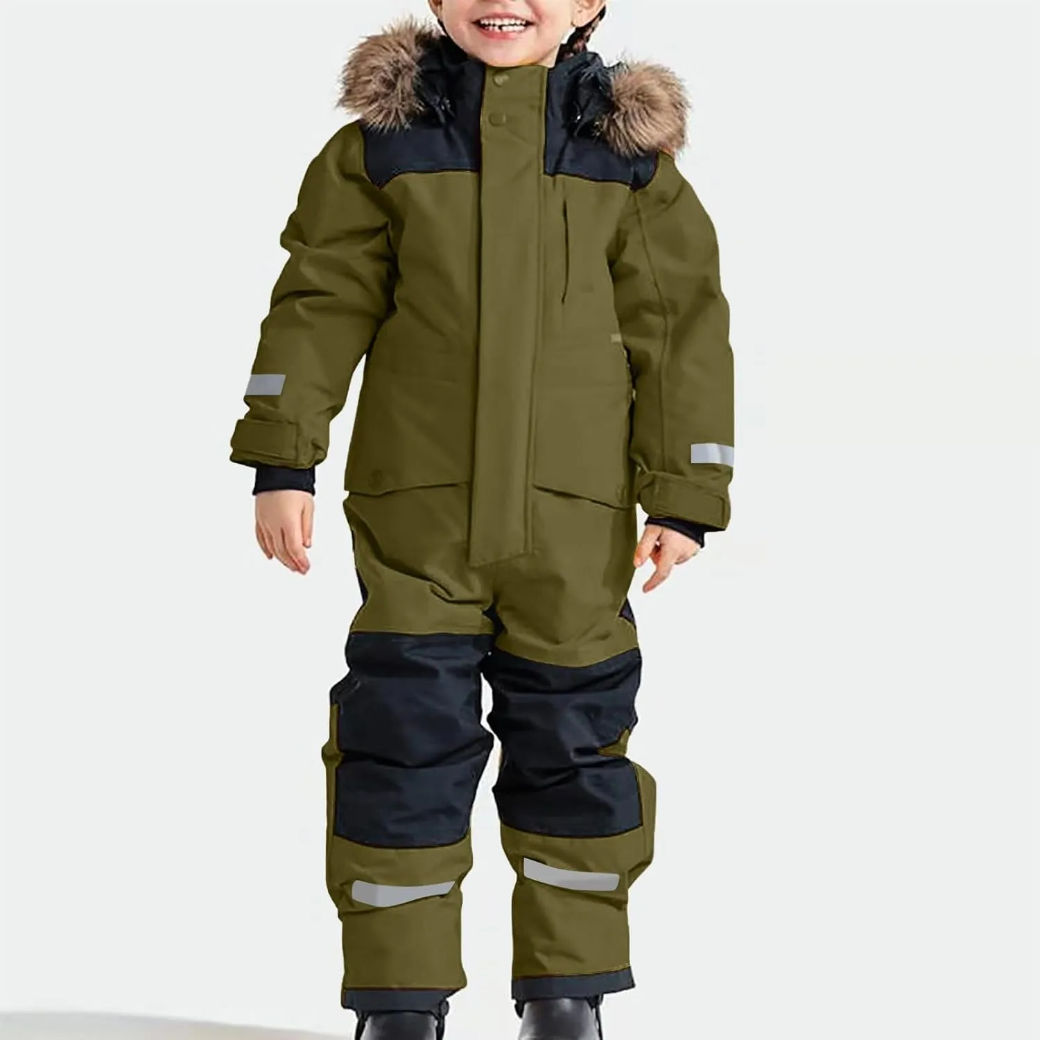 Kids Boys Girls Snow Suit One Piece Ski Suits Jumpsuits Winter Windproof Warm Outdoor Overalls Snowboarding Snowsuit