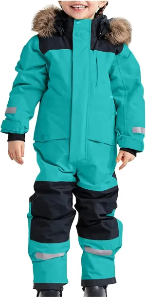Kids Girls Boys Ski Suits Winter Outdoor Snowsuits Waterproof Windproof One Piece Snowsuits Snowboarding Coats