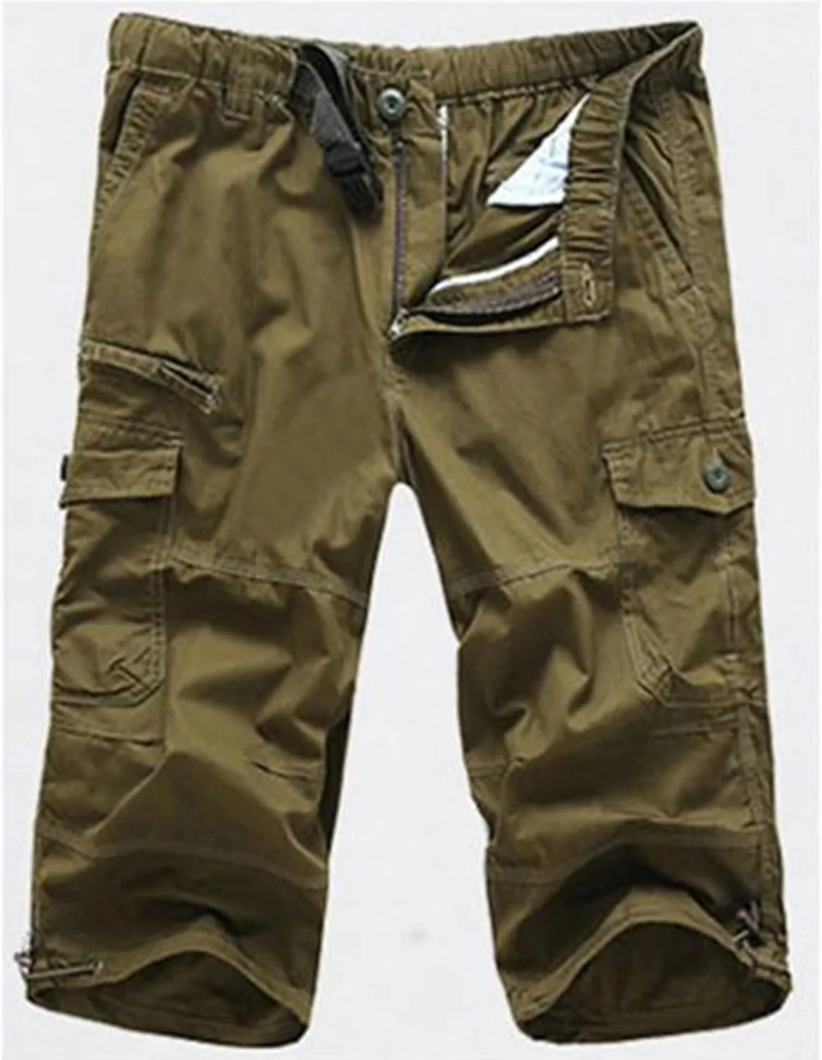 Maiyifu-GJ Men's Casual Relaxed 3/4 Cargo Shorts below Knee Loose Fit Multi-Pocket Shorts Outdoor Hiking Tactical Shorts