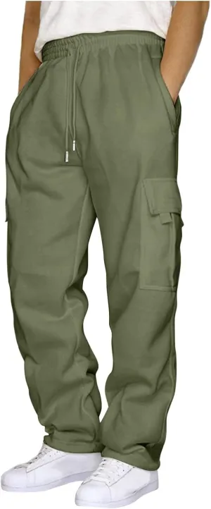 Mens Cargo Jeans Elastic Waist Pants Relaxed Slacks for Men Mens Hiking Pants Leggings Cropped Pants for Men Casual Mens Joggers with Pockets Capri XL Men Sweatpants