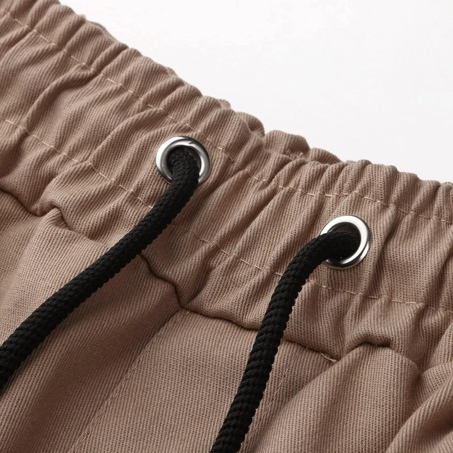 Men's Casual Joggers Pants Trendy Drawstring Solid Cargo Pants Hiking Outdoor Twill Track Jogger Sweatpants