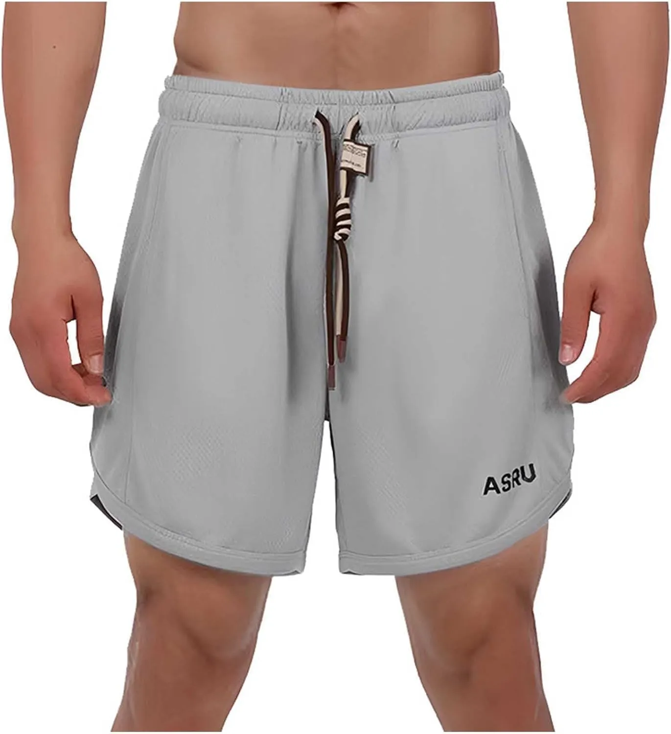 Mens Casual Running Shorts Mesh Liner Workout Shorts Quick Dry Gym Short Drawstring Pants Summer Elastic Waist Short