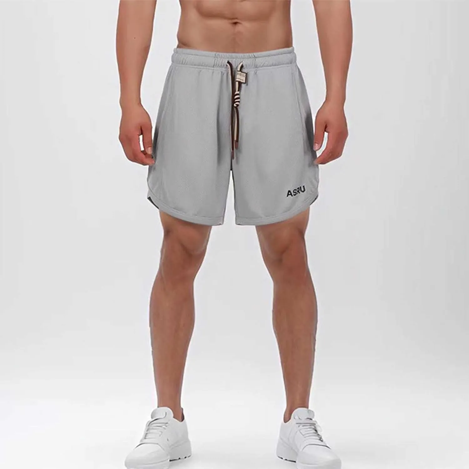 Mens Casual Running Shorts Mesh Liner Workout Shorts Quick Dry Gym Short Drawstring Pants Summer Elastic Waist Short