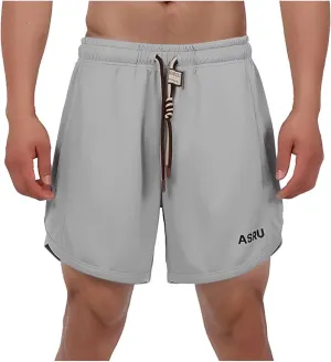 Mens Casual Running Shorts Mesh Liner Workout Shorts Quick Dry Gym Short Drawstring Pants Summer Elastic Waist Short