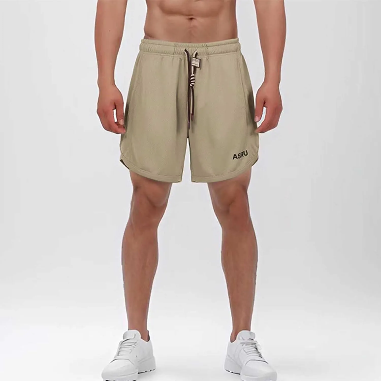 Mens Casual Running Shorts Mesh Liner Workout Shorts Quick Dry Gym Short Drawstring Pants Summer Elastic Waist Short