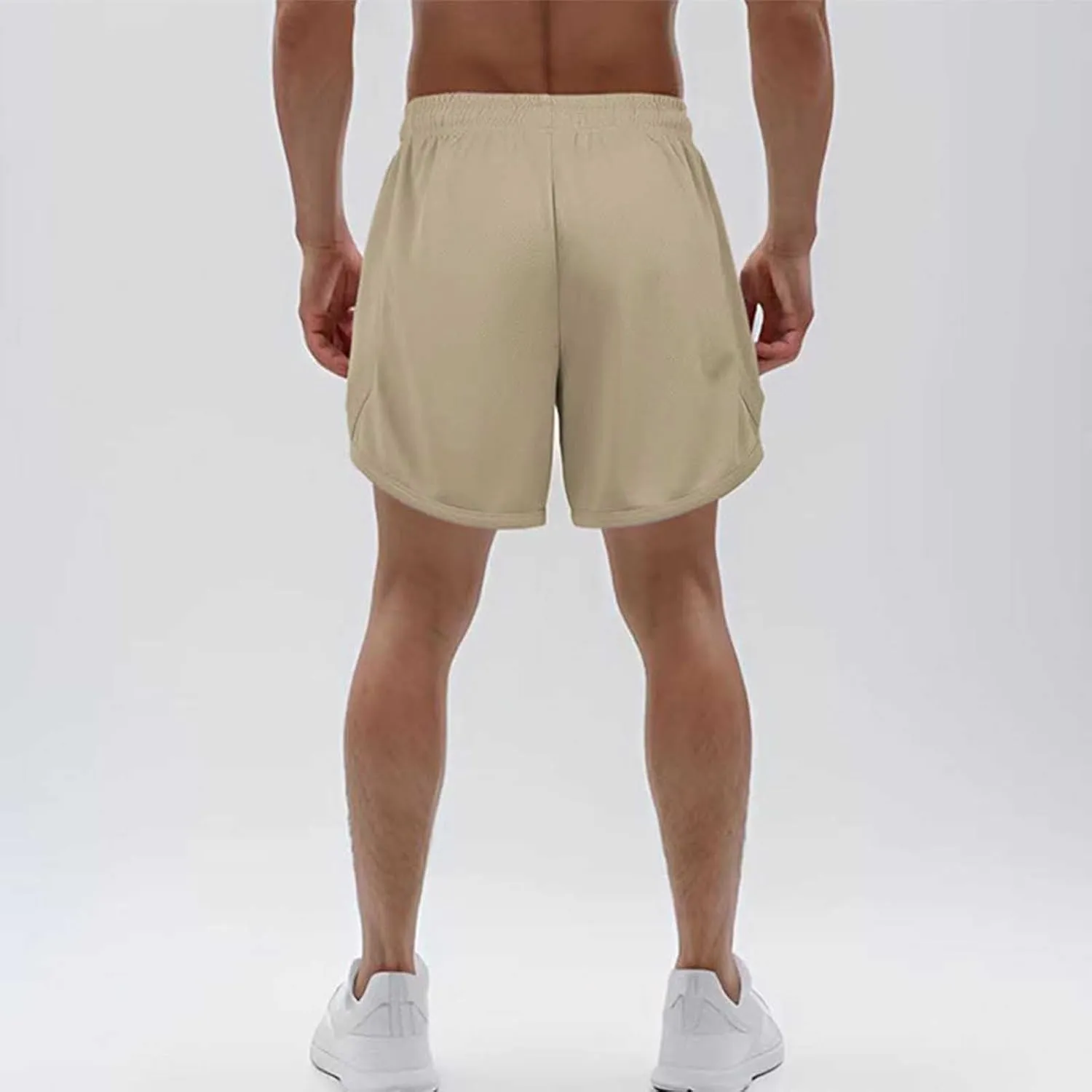 Mens Casual Running Shorts Mesh Liner Workout Shorts Quick Dry Gym Short Drawstring Pants Summer Elastic Waist Short