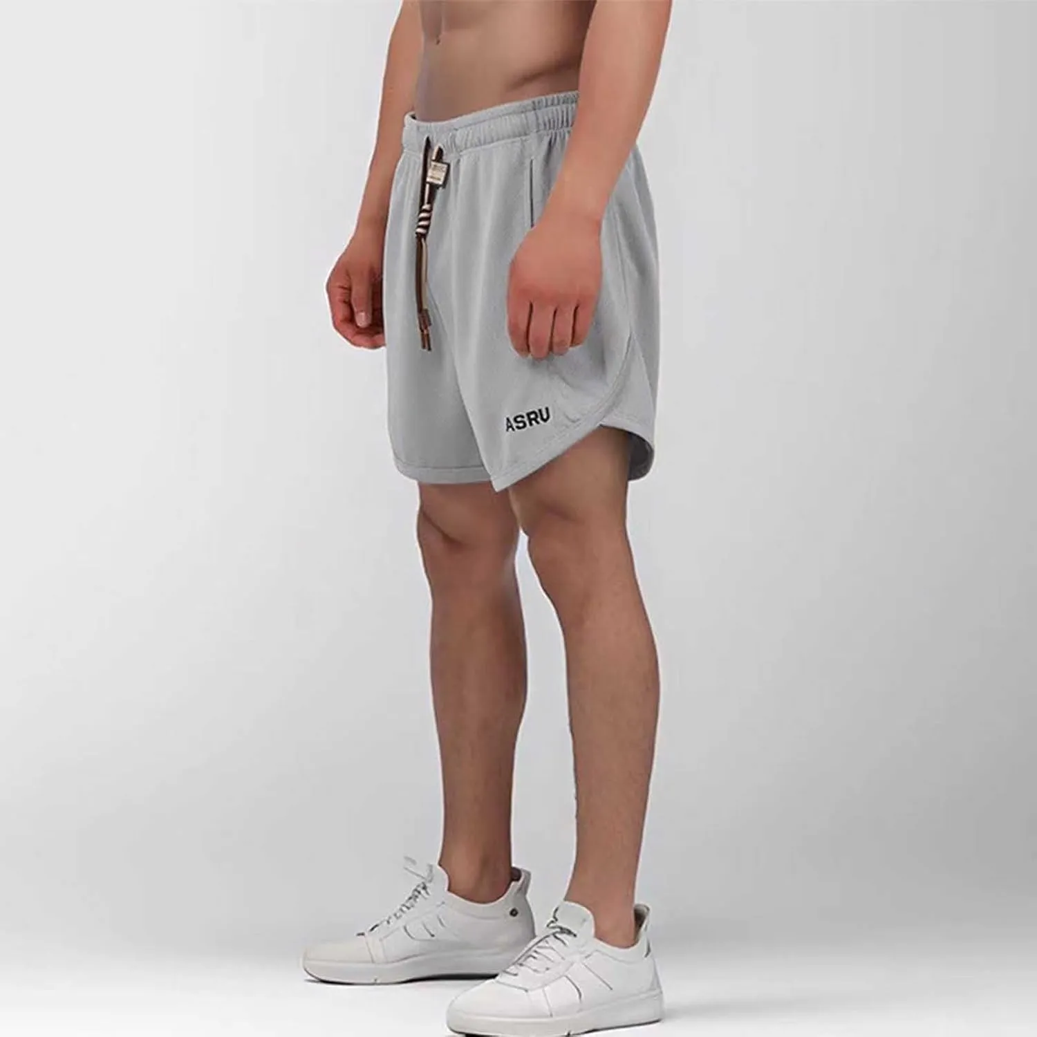 Mens Casual Running Shorts Mesh Liner Workout Shorts Quick Dry Gym Short Drawstring Pants Summer Elastic Waist Short