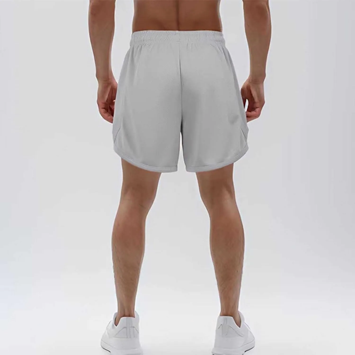 Mens Casual Running Shorts Mesh Liner Workout Shorts Quick Dry Gym Short Drawstring Pants Summer Elastic Waist Short