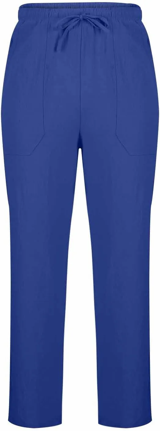 Mens Cotton Linen Pants Drawstring Elastic Waist Casual Yoga Pants Loose Fit Straight-Legs Summer Beach Long Trousers