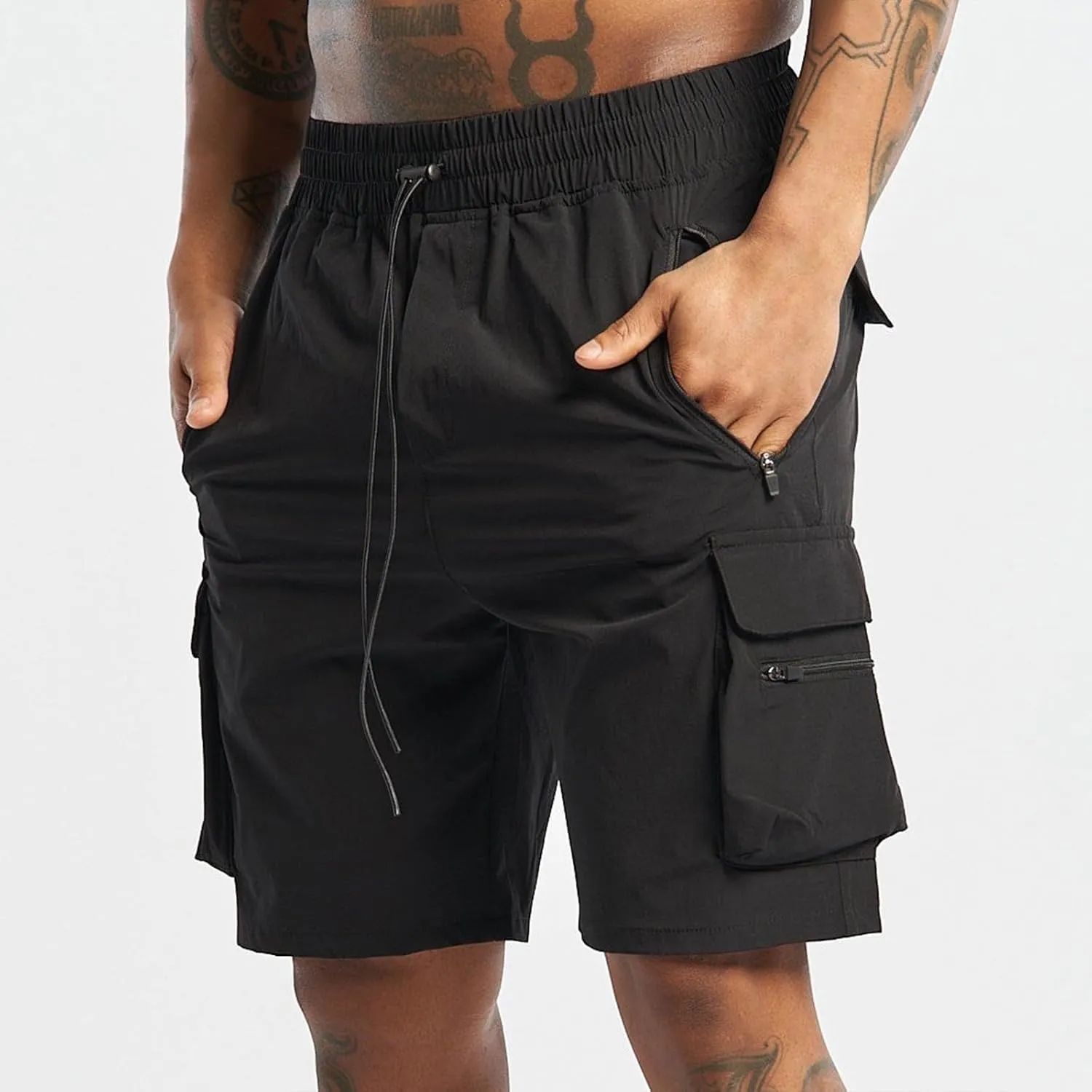 Mens Hiking Shorts Outdoor Cargo Shorts Elastic Waist Workout Shorts Quick Dry Fishing Shorts Travel Tactical Shorts