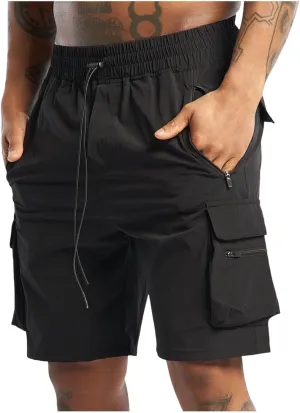 Mens Hiking Shorts Outdoor Cargo Shorts Elastic Waist Workout Shorts Quick Dry Fishing Shorts Travel Tactical Shorts