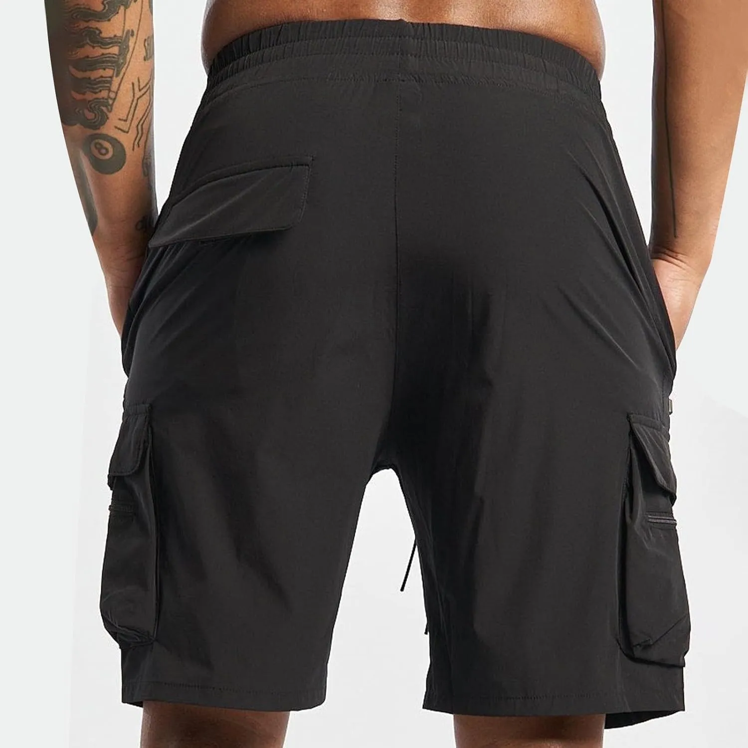 Mens Hiking Shorts Outdoor Cargo Shorts Elastic Waist Workout Shorts Quick Dry Fishing Shorts Travel Tactical Shorts