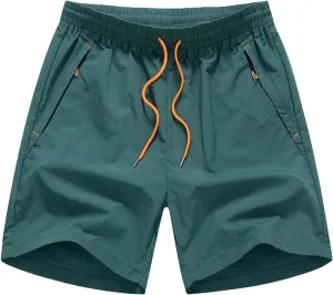 Mens Quick Dry Athletic Workout Shorts with Liner Outdoor Lightweight Running 7 Inch Gym Active Shorts with Zipper Pockets
