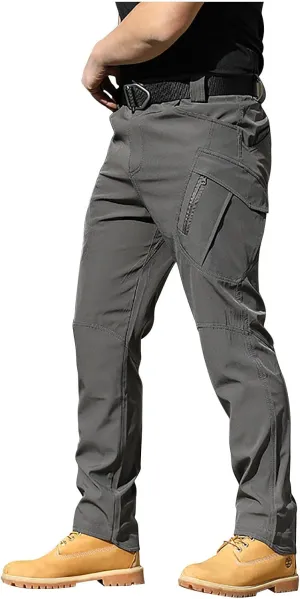 Men's Tactical Pants Resistant Flex Ripstop Cargo Pants Outdoor Casual Lightweight Hiking Pants with Multi Pockets