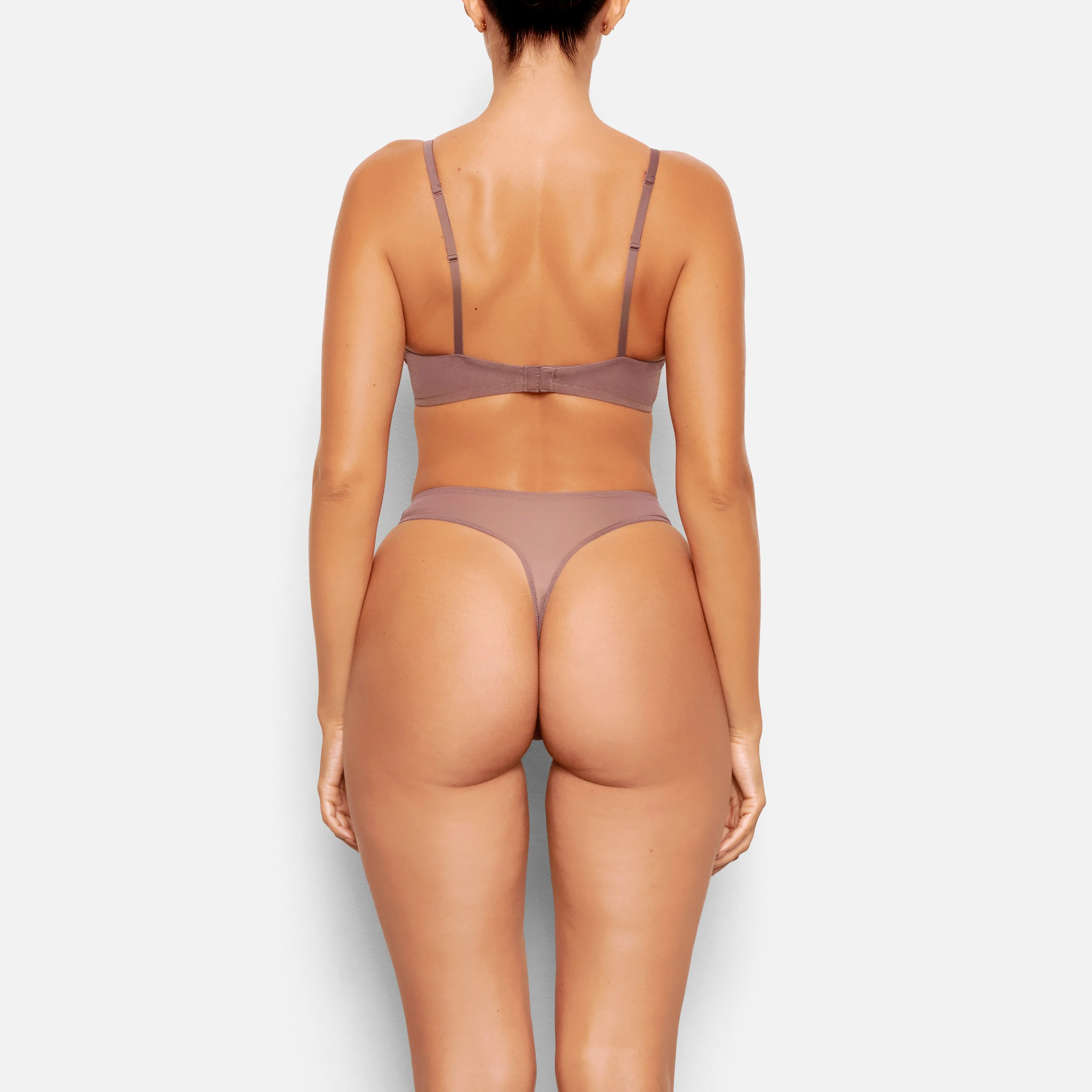 MESH BUILT UP THONG | PLUM
