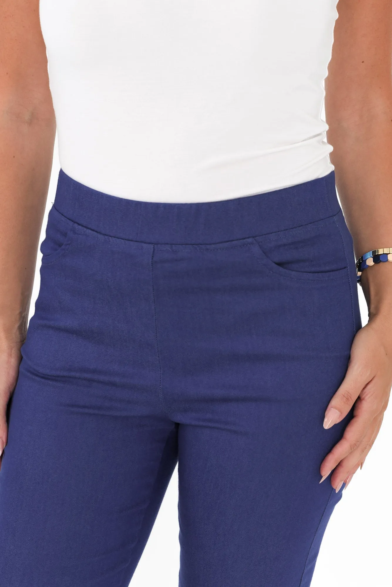 Monza Dark Blue Stretch 7/8 Pants