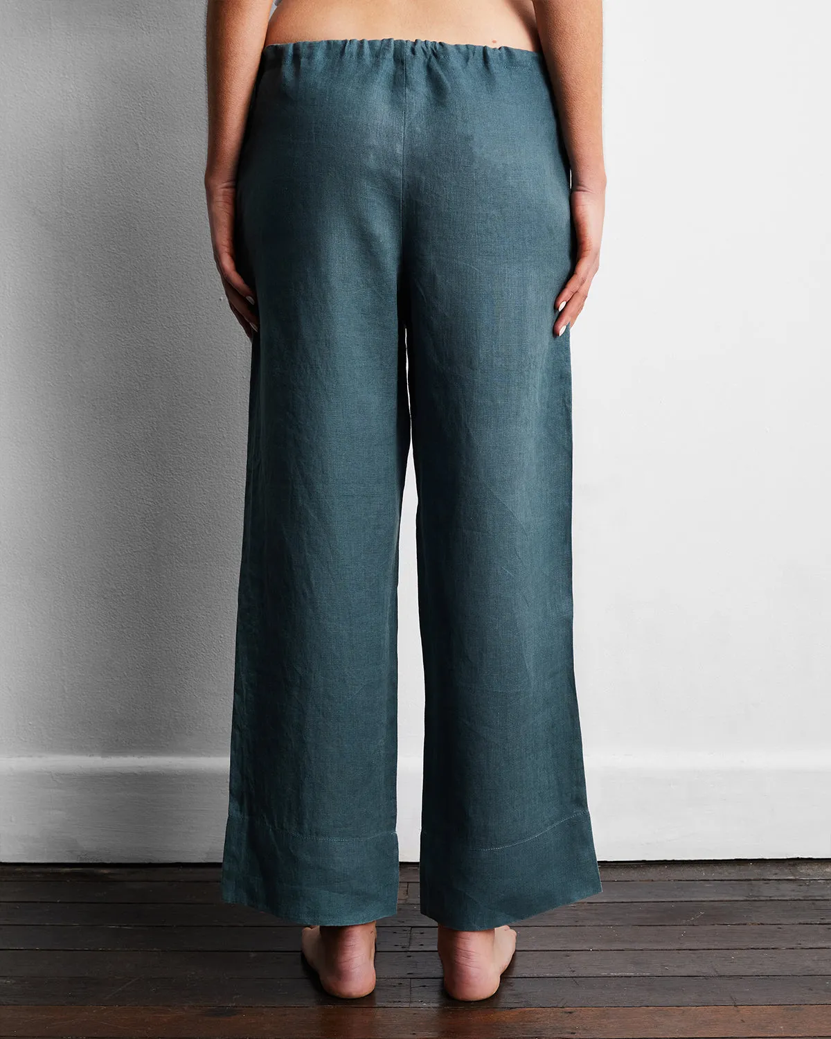 Petrol 100% French Flax Linen Pants