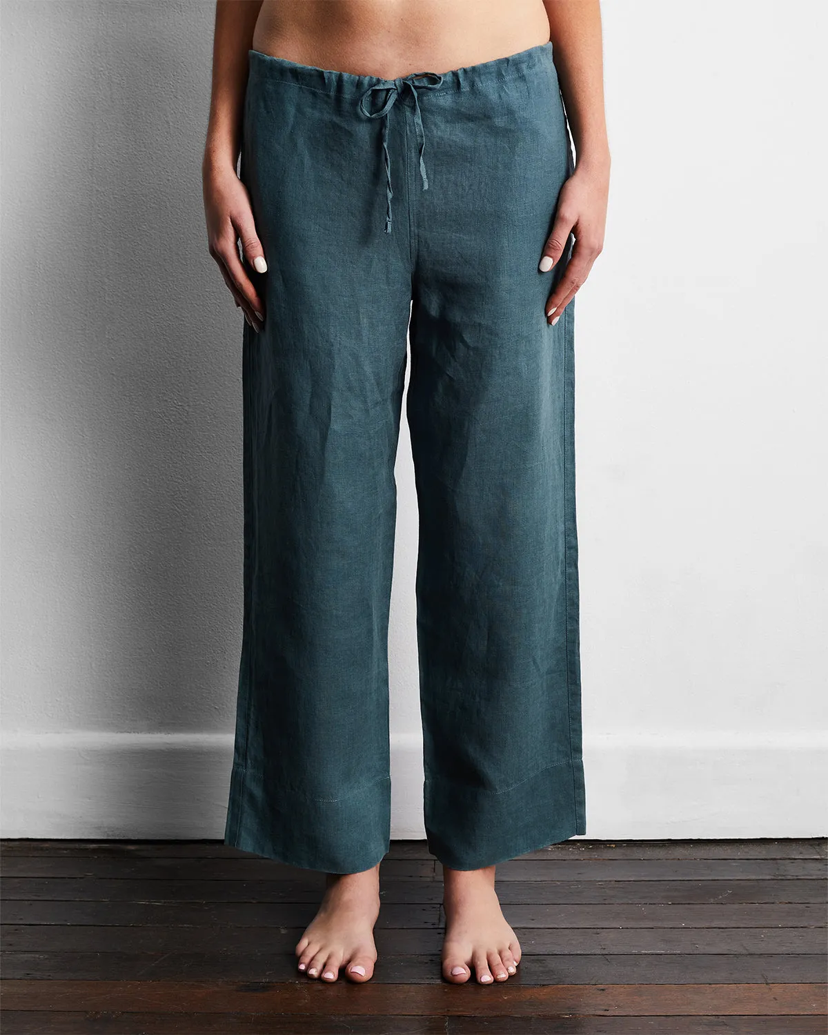 Petrol 100% French Flax Linen Pants