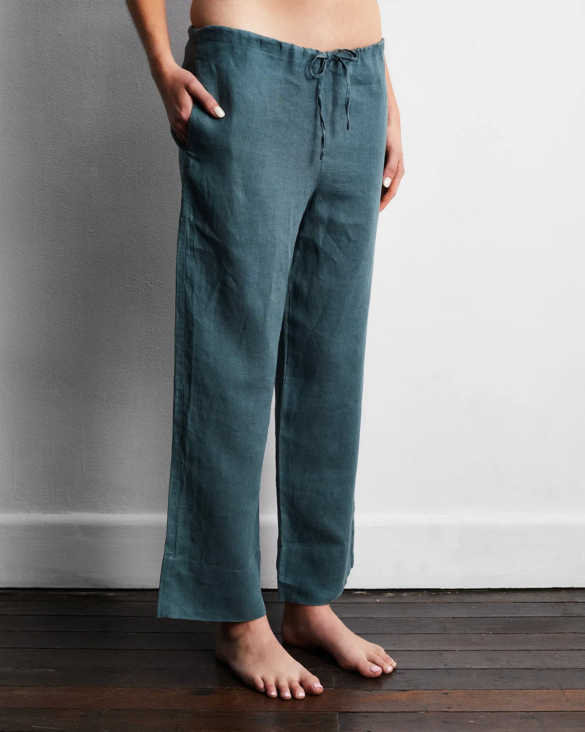 Petrol 100% French Flax Linen Pants