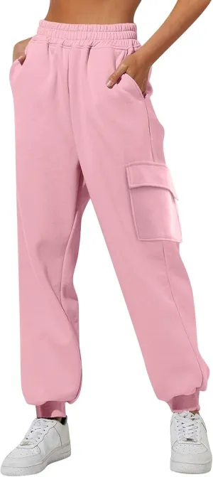 Plus Size Sweatpants for Women High Waisted Baggy Fall Winter Jogger Pants Y2k Trendy Comfy Fleece Lined Trouser with Pockets