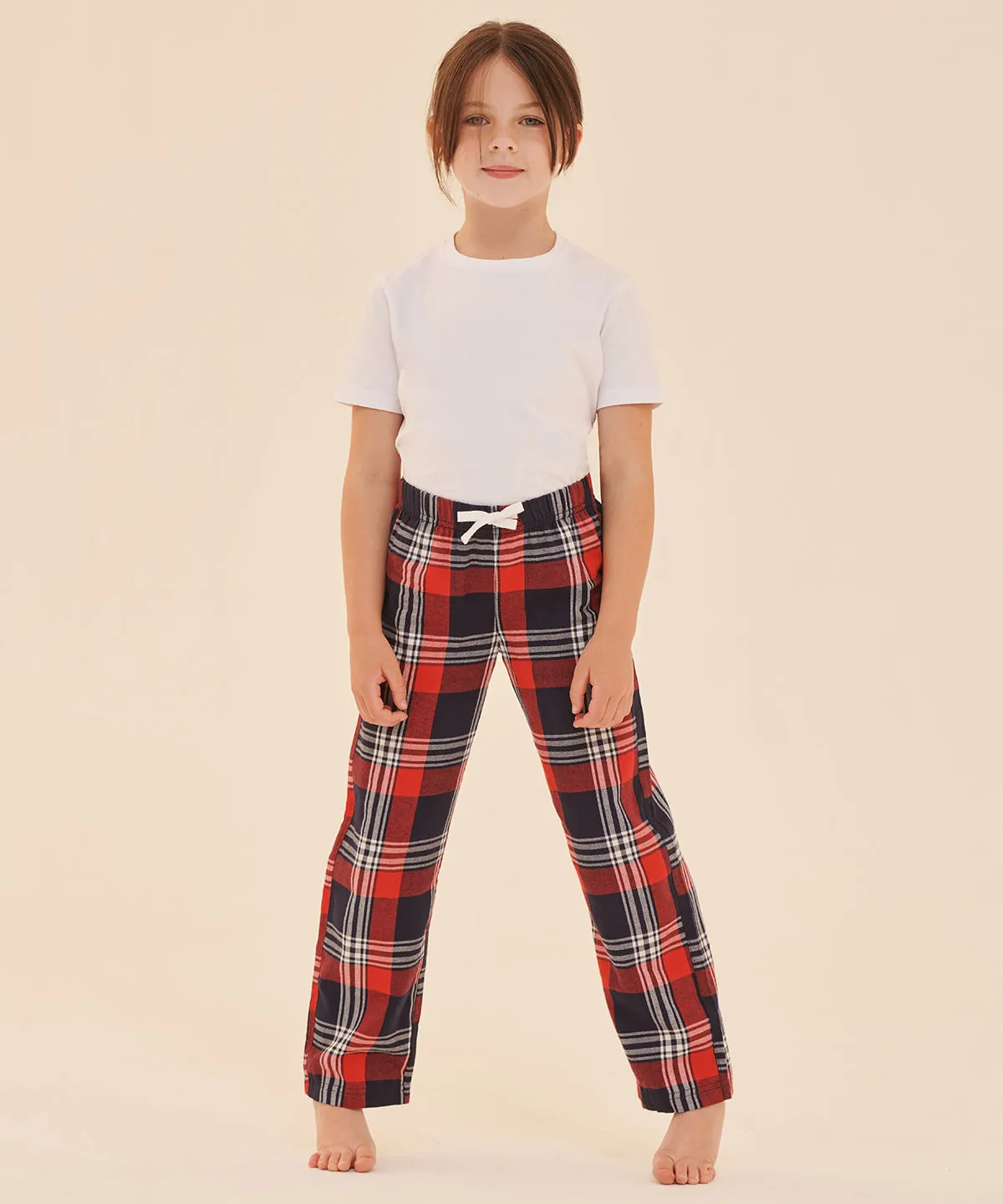 Red/Navy Check - Kids tartan lounge pants