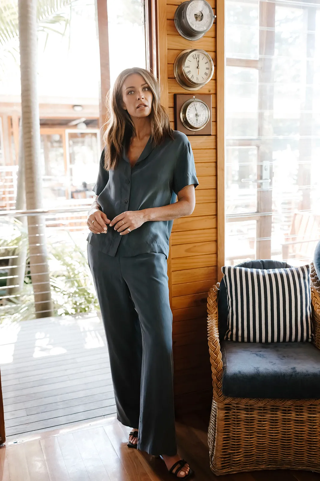 Sia Wide Leg Pant - Deep Steel Blue