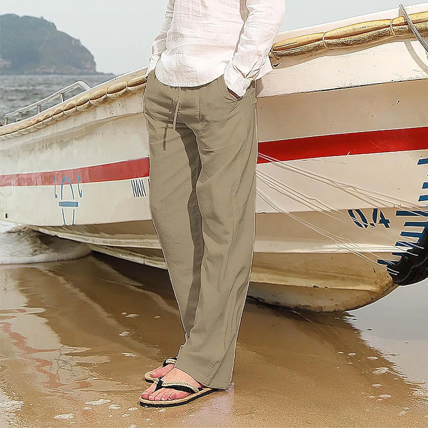 Ski Pants Men Boys Athletic Pants Low Rise Pants Men Fashion Cotton Linen Plus Size Casual Elastic Waist Pockets Long Pants