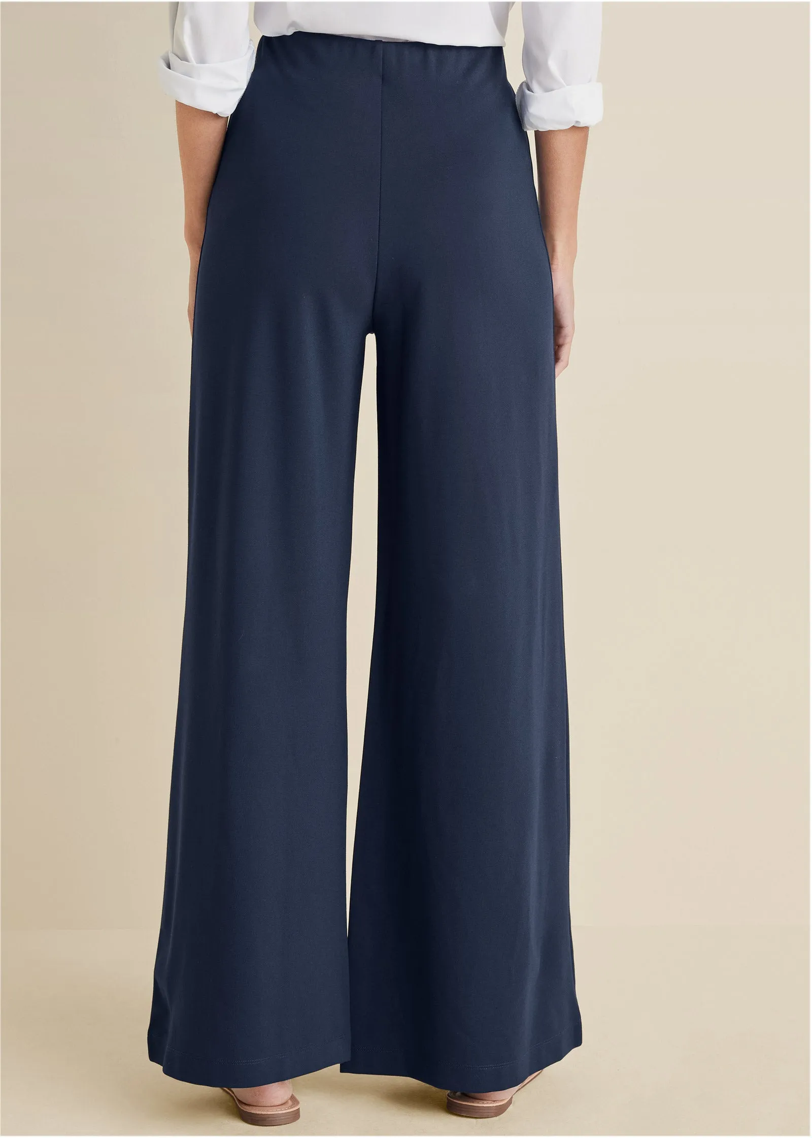 Smoothing Ponte Wide-Leg Pants - Navy