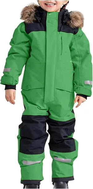 Snow Suit for Kids Girls Boys One Piece Snowsuits Winter Outdoor Snow Pants Waterproof Warm Snowboarding Ski Suits