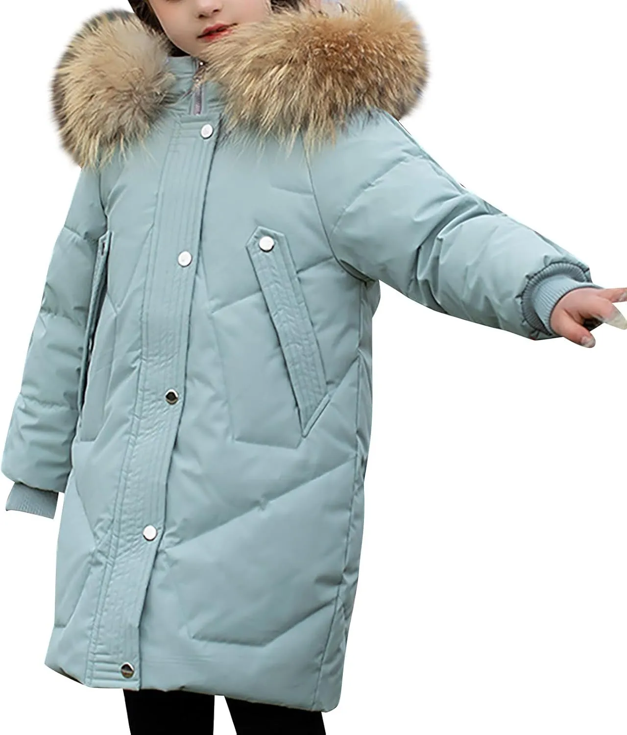 Teens Girls Long Heavyweight Hooded Puffer Jacket Kids Fashion Insulated Padded Down Jacket Winter Snowsuit Coat