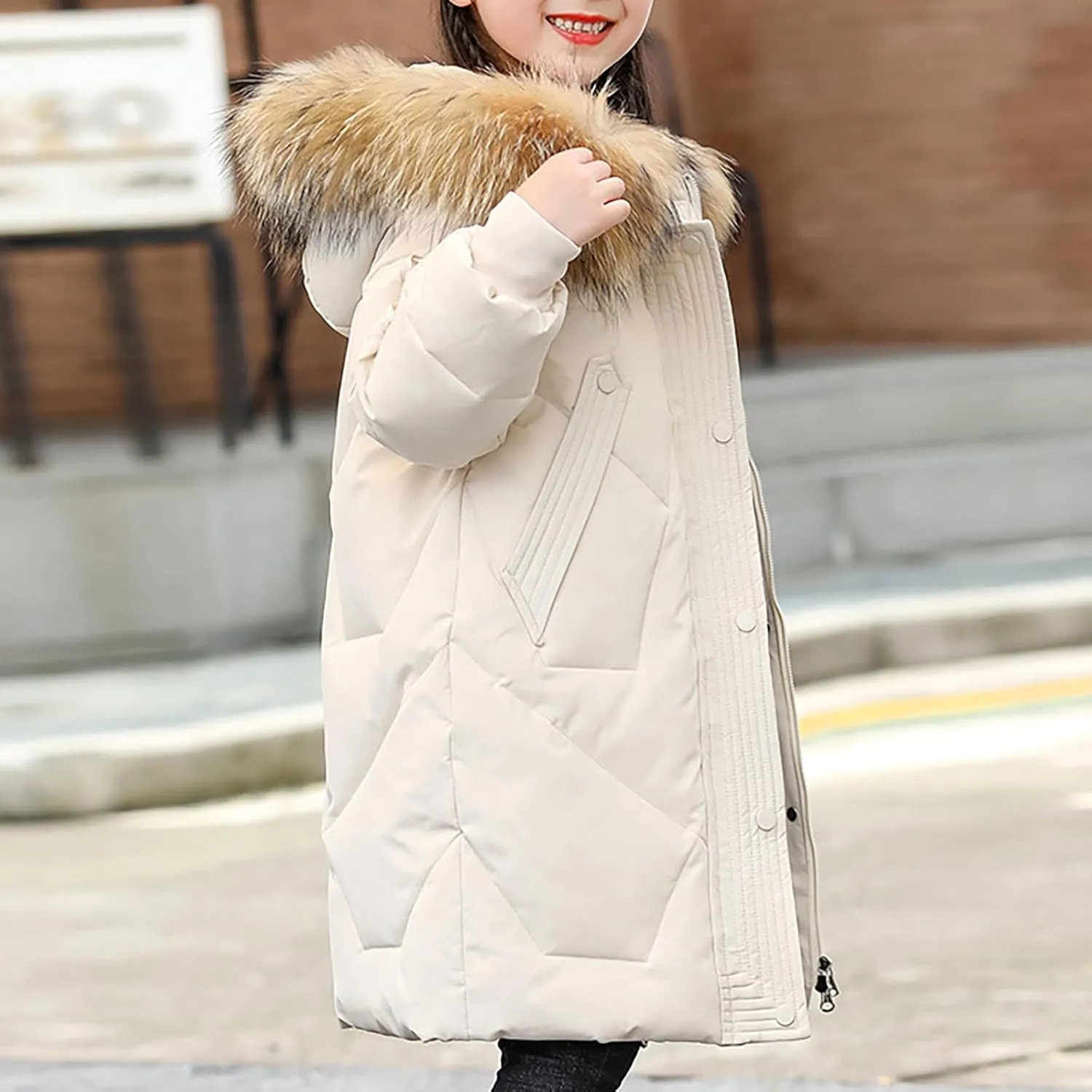 Teens Girls Long Heavyweight Hooded Puffer Jacket Kids Fashion Insulated Padded Down Jacket Winter Snowsuit Coat