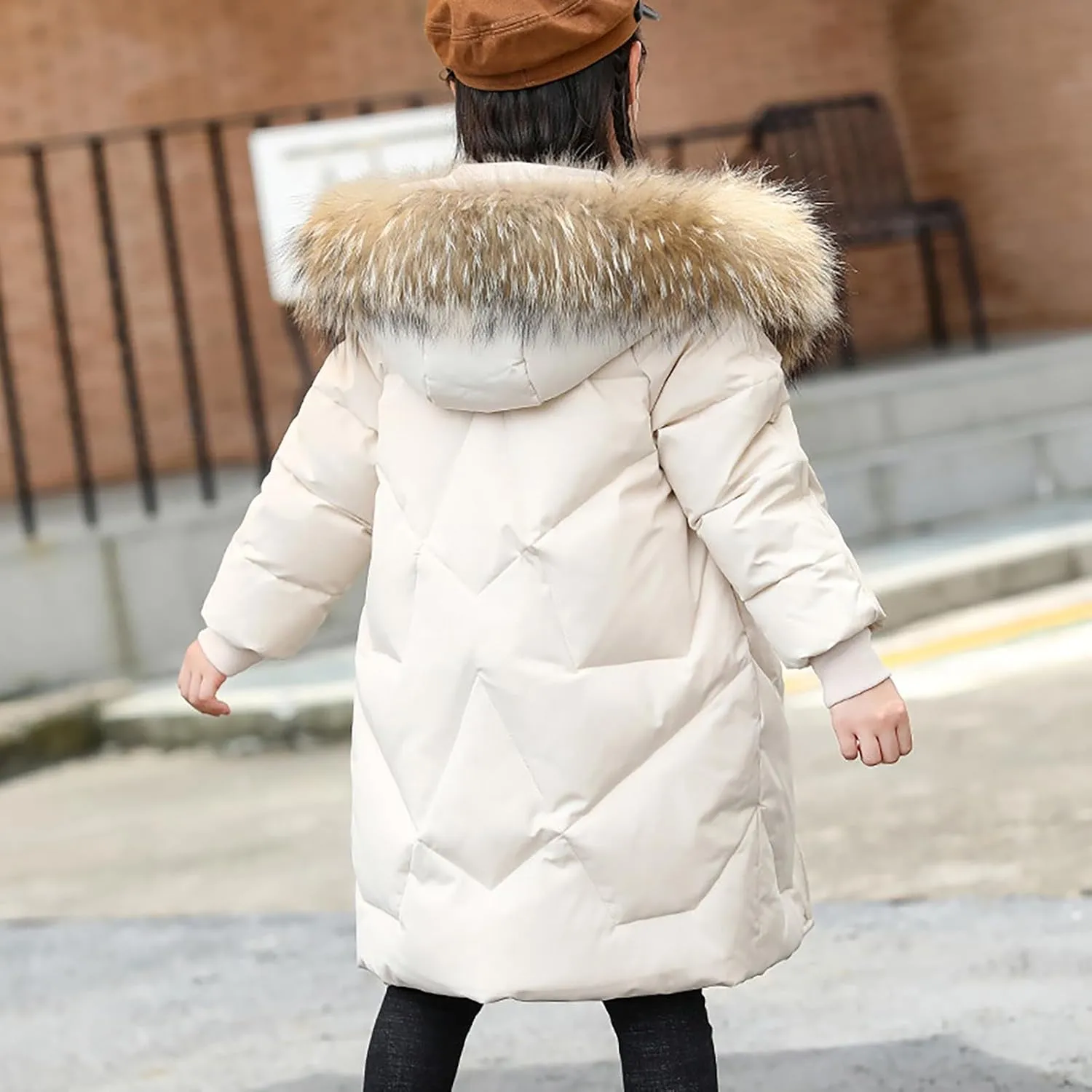 Teens Girls Long Heavyweight Hooded Puffer Jacket Kids Fashion Insulated Padded Down Jacket Winter Snowsuit Coat