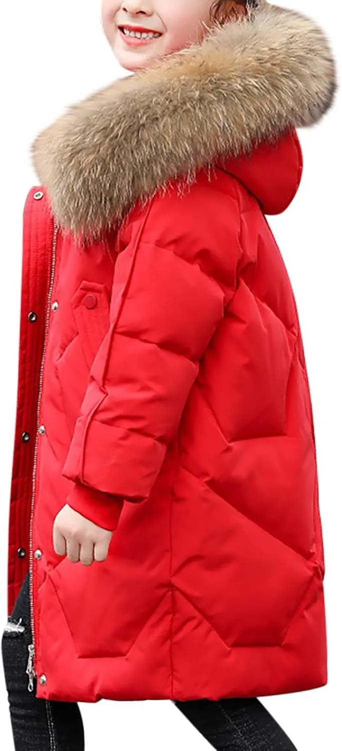 Teens Girls Long Heavyweight Hooded Puffer Jacket Kids Fashion Insulated Padded Down Jacket Winter Snowsuit Coat