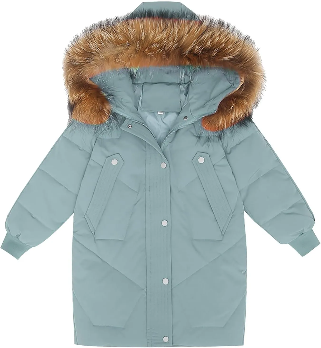 Teens Girls Long Heavyweight Hooded Puffer Jacket Kids Fashion Insulated Padded Down Jacket Winter Snowsuit Coat