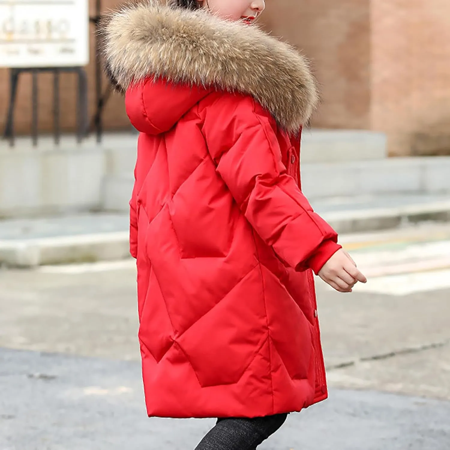 Teens Girls Long Heavyweight Hooded Puffer Jacket Kids Fashion Insulated Padded Down Jacket Winter Snowsuit Coat