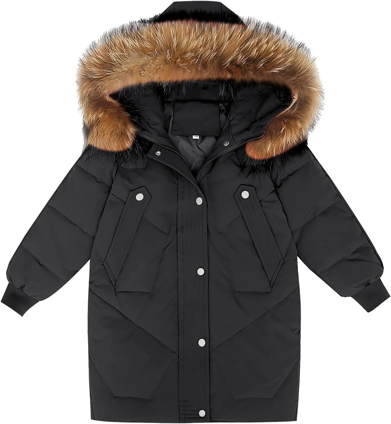 Teens Girls Long Heavyweight Hooded Puffer Jacket Kids Fashion Insulated Padded Down Jacket Winter Snowsuit Coat
