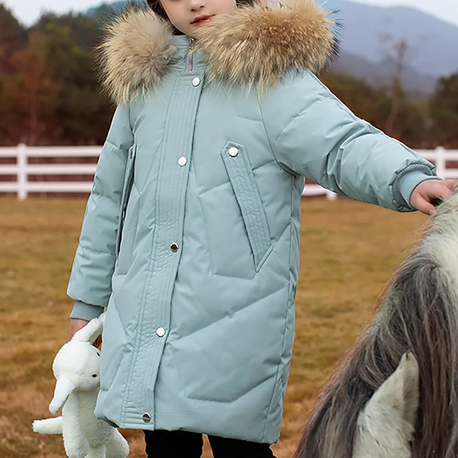 Teens Girls Long Heavyweight Hooded Puffer Jacket Kids Fashion Insulated Padded Down Jacket Winter Snowsuit Coat